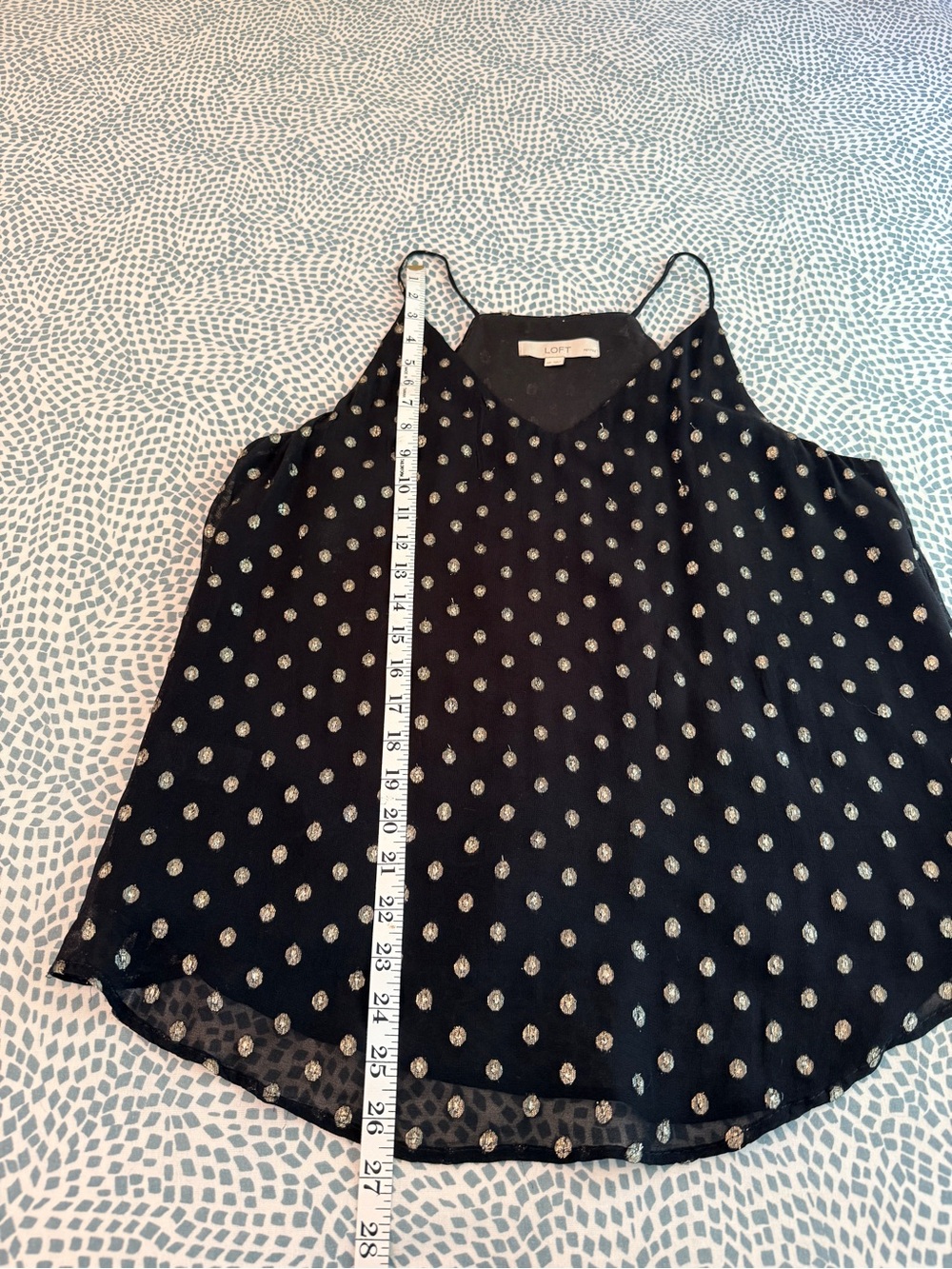 LOFT Black Metallic Gold Dot V-Neck Camisole Tank Top MP - Picture 7 of 9